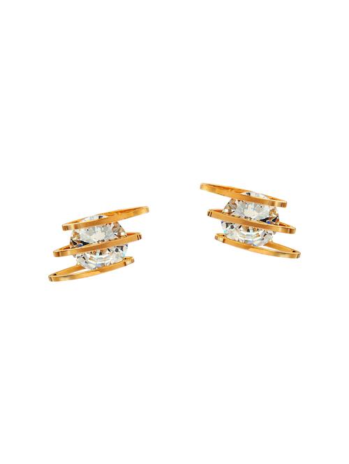 gold metal studs earrings - 14604626 - Very Small Image - 1