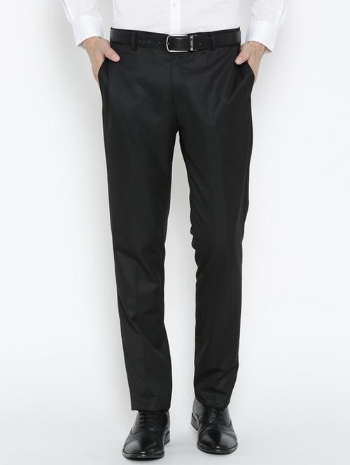 black cotton flat front formal trouser - 14606231 - Very Small Image - 1