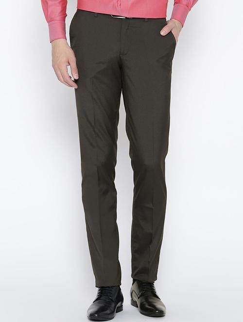 brown cotton flat front formal trouser - 14606237 - Very Small Image - 1