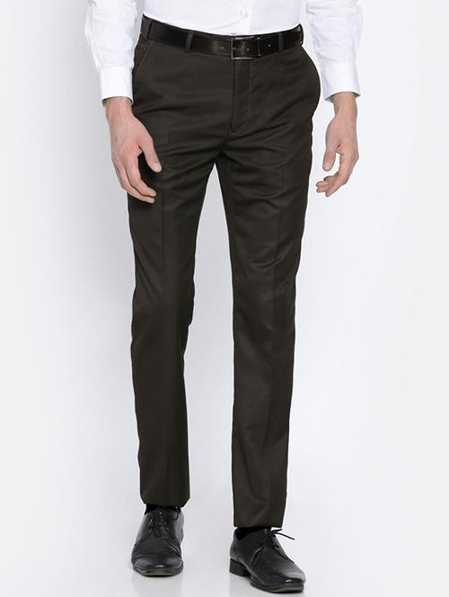 brown cotton flat front formal trouser - 14606242 - Very Small Image - 1