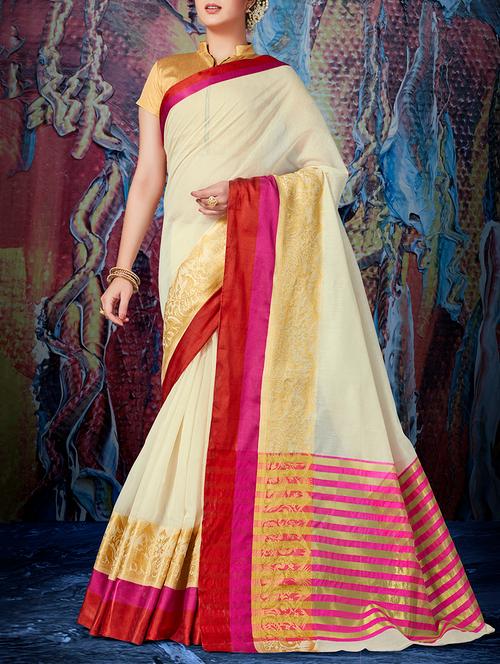 traditional resham border saree with blouse - 14606576 - Very Small Image - 1