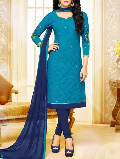 blue churidaar unstitched suit - 14606667 - Very Small Image - 1