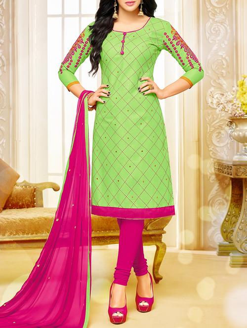 embroidered unstitched churidaar suit - 14606670 - Very Small Image - 1