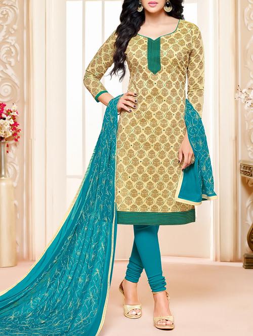 embroidered unstitched churidaar suit - 14606685 - Very Small Image - 1