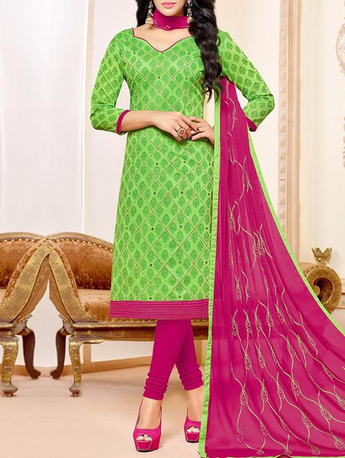 embroidered unstitched churidaar suit - 14606692 - Very Small Image - 1