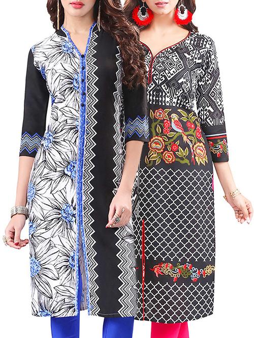 multi colored rayon combo unstitched kurta - 14608620 - Very Small Image - 1