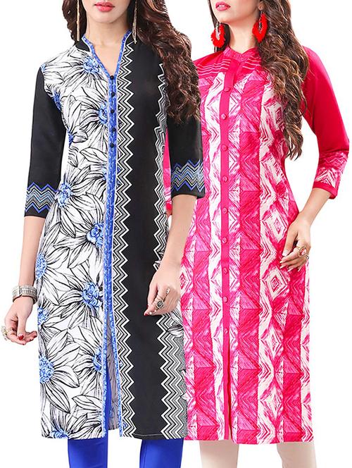multi colored rayon combo unstitched kurta - 14608634 - Very Small Image - 1