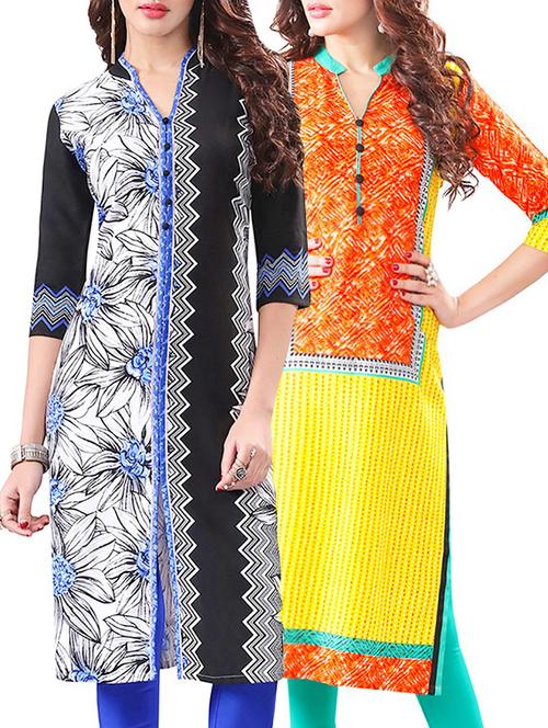 multi colored rayon combo unstitched kurta - 14608639 - Very Small Image - 1