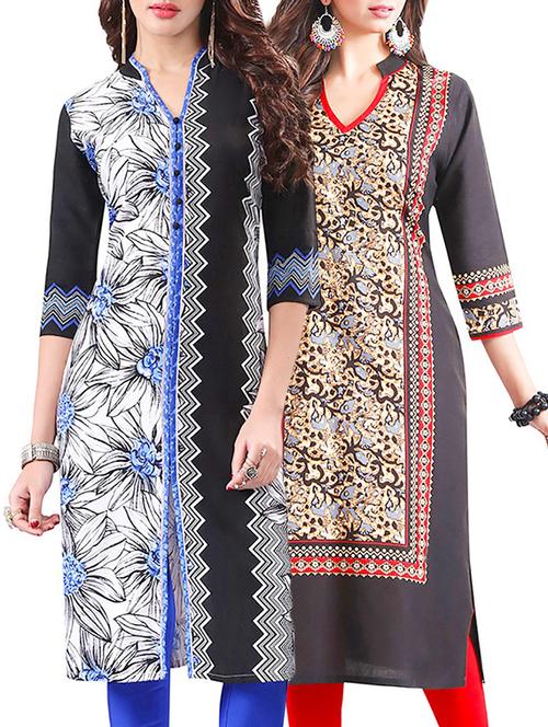 multi colored rayon combo unstitched kurta - 14608643 - Very Small Image - 1