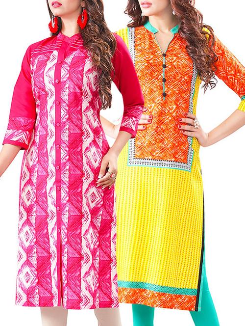 multi colored rayon combo unstitched kurta - 14608651 - Very Small Image - 1