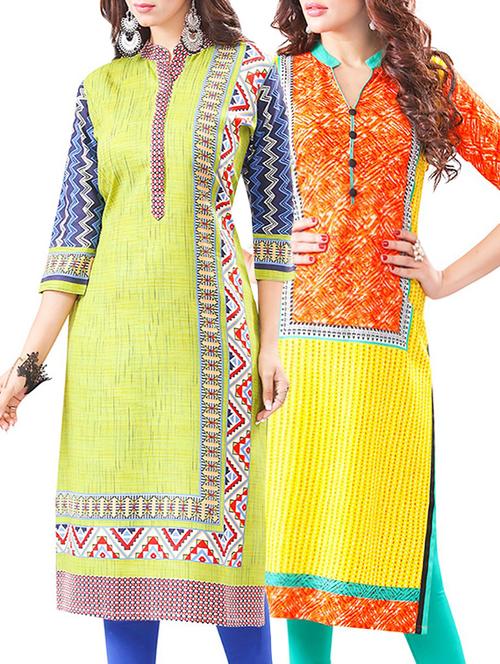 multi colored rayon combo unstitched kurta - 14608662 - Very Small Image - 1