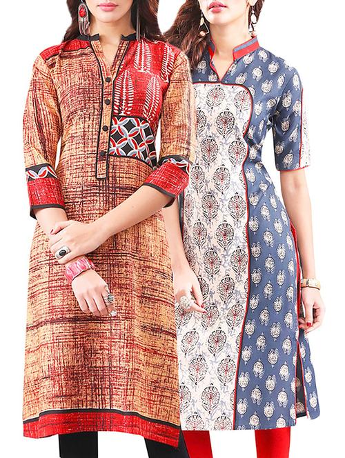 multi colored rayon combo unstitched kurta - 14608671 - Very Small Image - 1