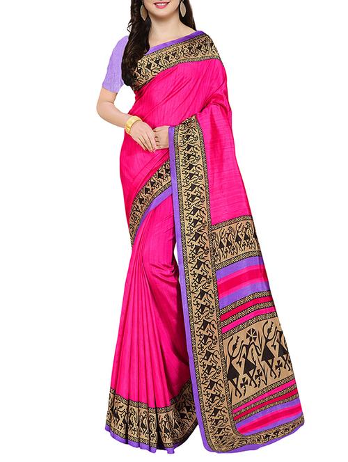 pink silk bhagalpuri saree with blouse - 14609224 - Very Small Image - 1
