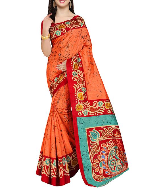 orange art silk bhagalpuri saree with blouse - 14609235 - Very Small Image - 1