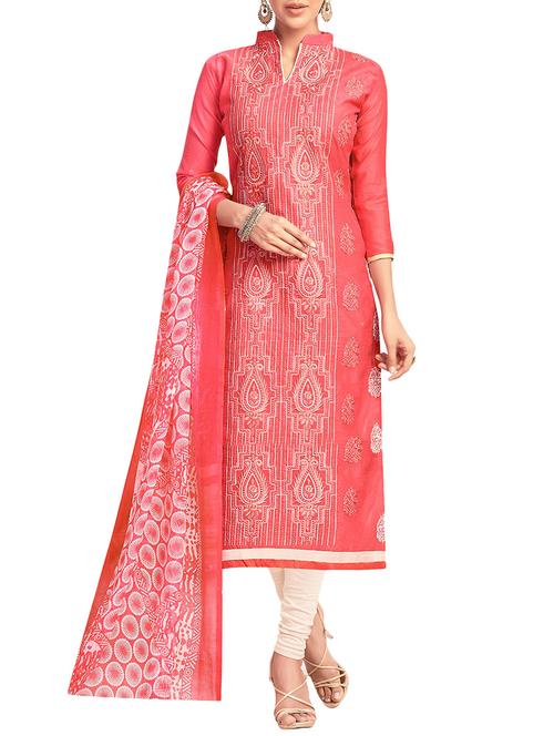 embroidered unstitched churidaar suit - 14610380 - Very Small Image - 1