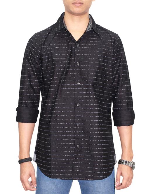black cotton casual shirt - 14610449 - Very Small Image - 1