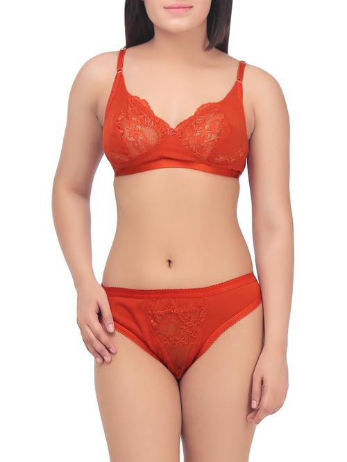 orange cotton bra and panty set - 14610496 - Very Small Image - 1