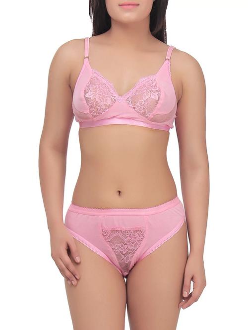 pink cotton bra and panty set - 14610497 - Very Small Image - 1