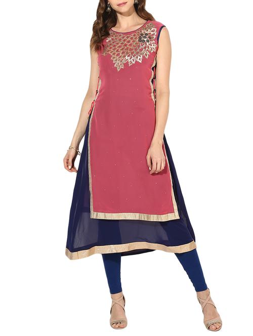 gota work layered kurta - 14610778 - Very Small Image - 1