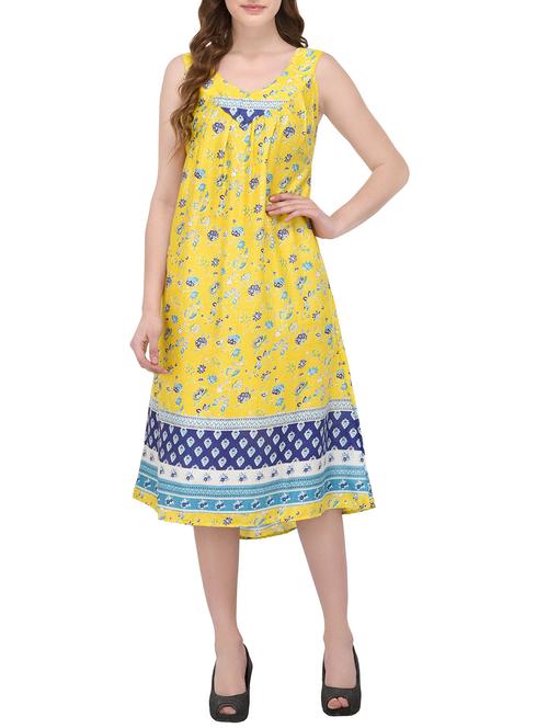 yellow rayon fusion kurta - 14612061 - Very Small Image - 1