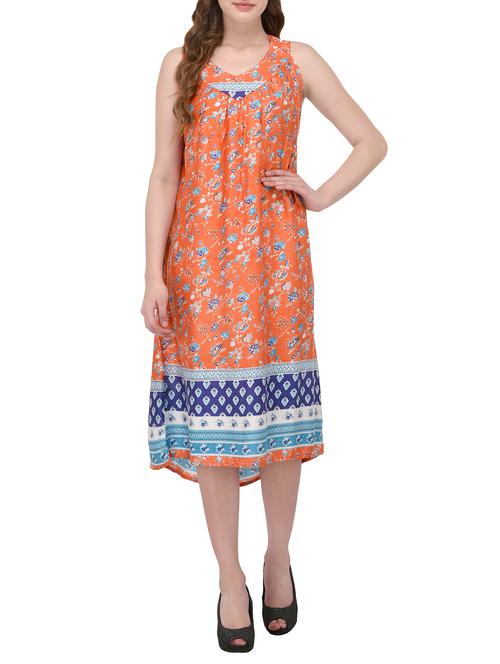 orange rayon fusion kurta - 14612062 - Very Small Image - 1