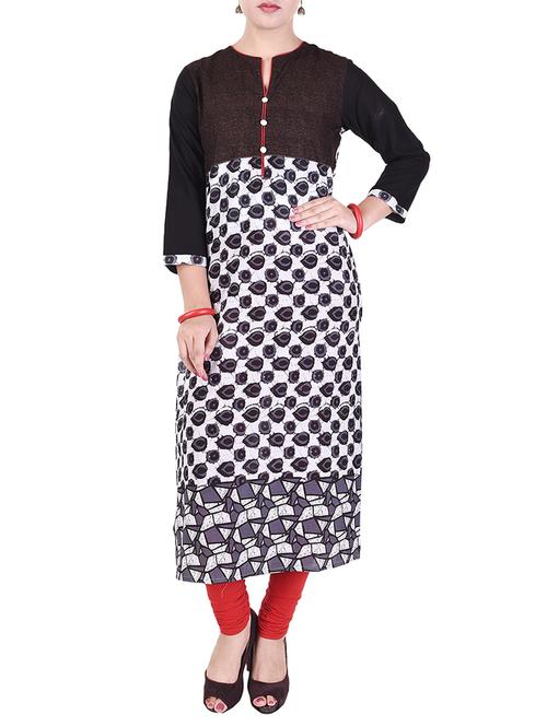 black cotton straight kurta - 14612982 - Very Small Image - 1