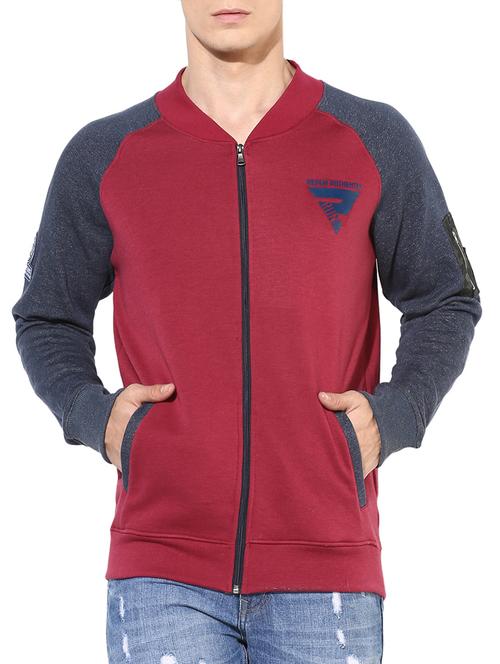 maroon color block raglan sweatshirt - 14614098 - Very Small Image - 1