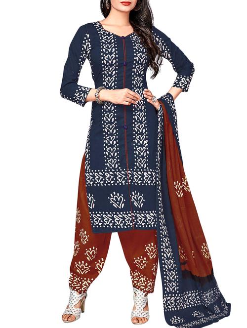 blue cotton prnteddress material - 14614901 - Very Small Image - 1