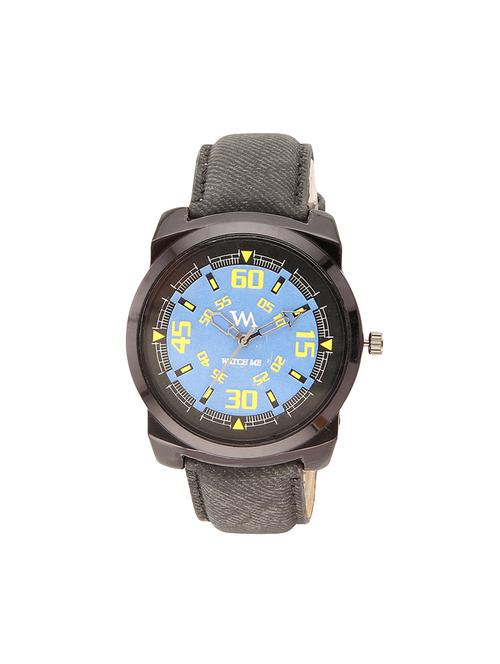 watch me blue black black leather leather watch for men awc-016-bk - 14615006 - Very Small Image - 1
