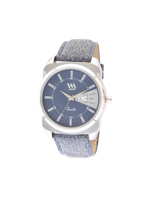 watch me blue blue leather working day and date watch for men awc-017 - 14615008 - Very Small Image - 1