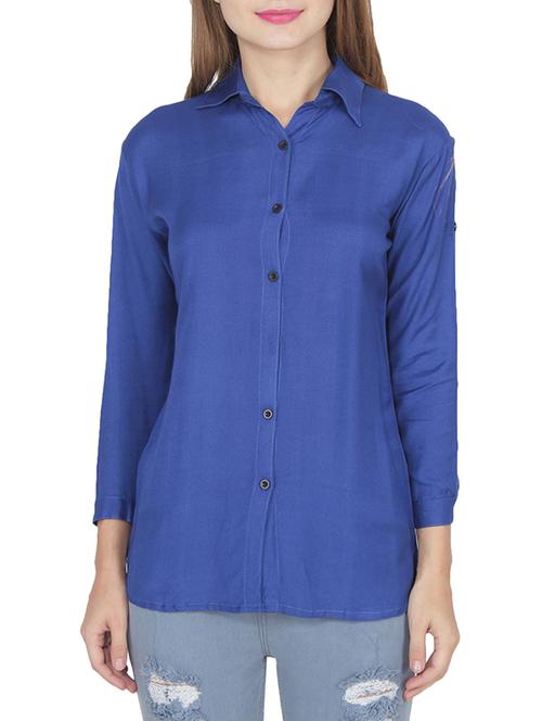 blue solid shirt - 14615769 - Very Small Image - 1