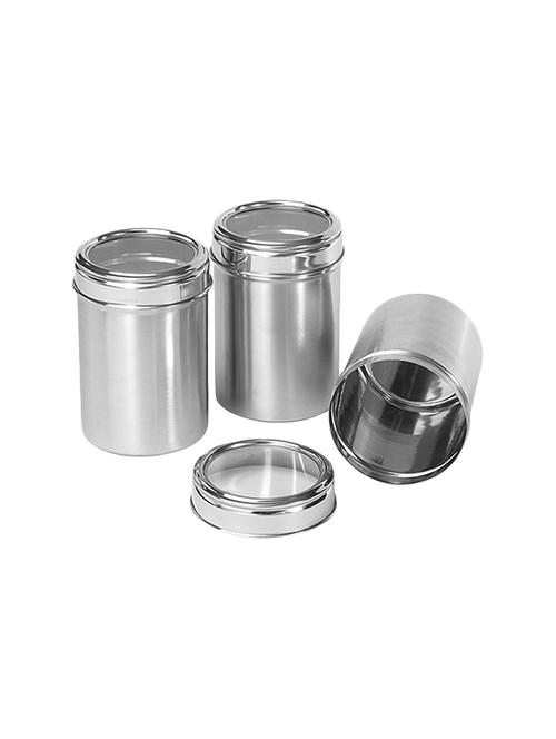 set of 3 stainless steel kitchen storage canisters with see through lid- size 12,13,14 cm - 14616149 - Very Small Image - 1