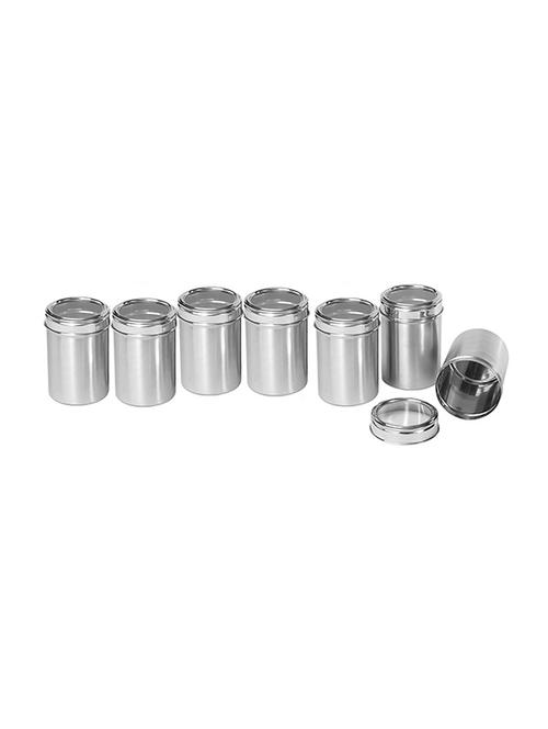 set of 7 stainless steel kitchen storage canisters with see through lid - size 8,9,10,11,12,13,14 - 14616152 - Very Small Image - 1