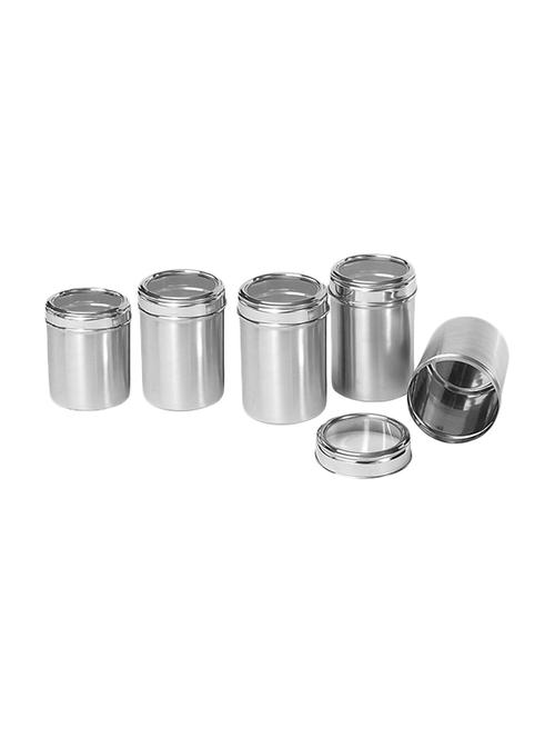 set of 5 stainless steel kitchen storage canisters with see through lid- size 10,11,12,13,14 - 14616163 - Very Small Image - 1