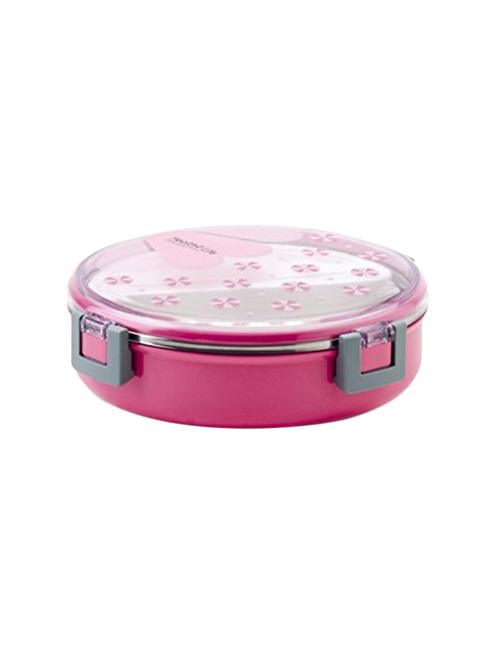 round power steel lunch box with see through top pink - 14616194 - Very Small Image - 1
