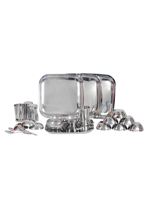 set of 24 pcs square design stainless steel dinner set - 14616284 - Very Small Image - 1