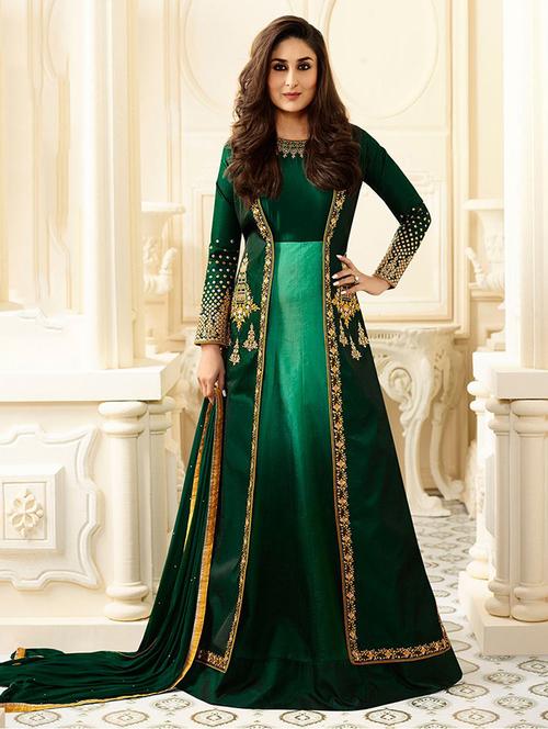 green georgette semistitched suit - 14616475 - Very Small Image - 1