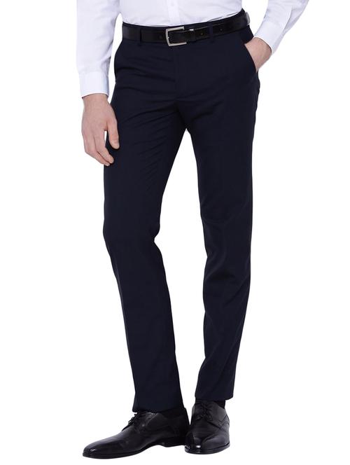 dark blue cotton blend flat front formal trouser - 14617000 - Very Small Image - 1