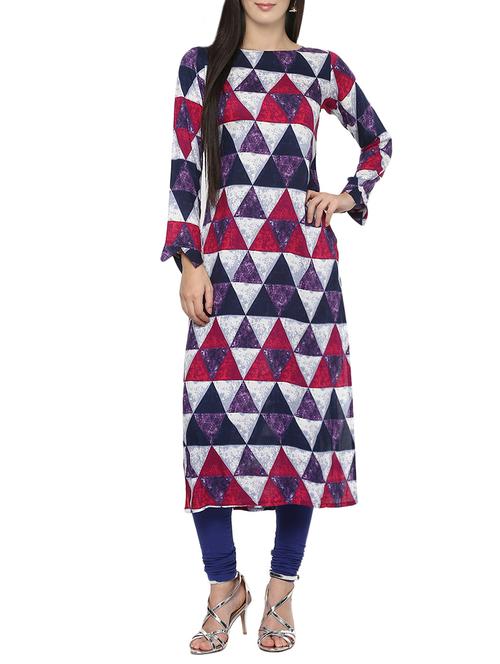white viscose straight kurta - 14617544 - Very Small Image - 1