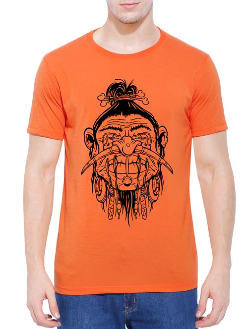 orange cotton chest print t-shirt - 14617940 - Very Small Image - 1