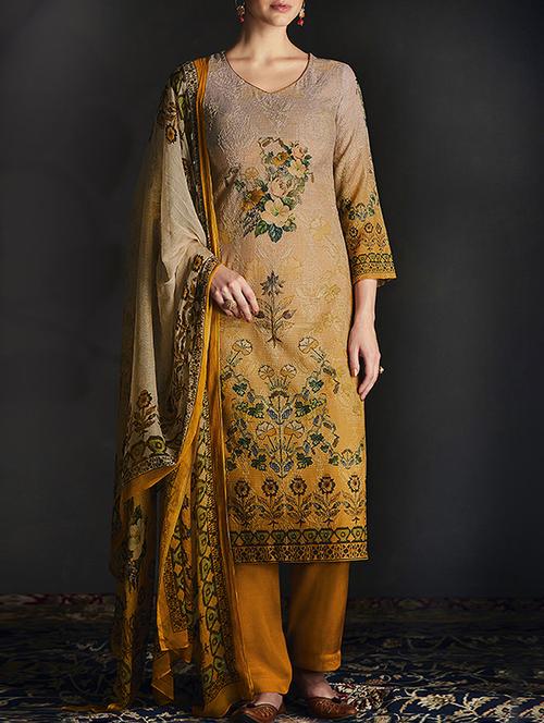 multi colored silk semistitched suit - 14618460 - Very Small Image - 1