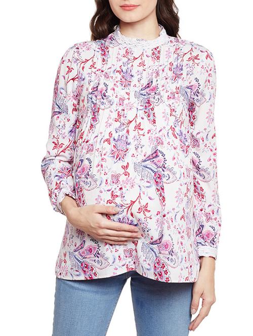 white printed maternity wear top - 14618877 - Very Small Image - 1