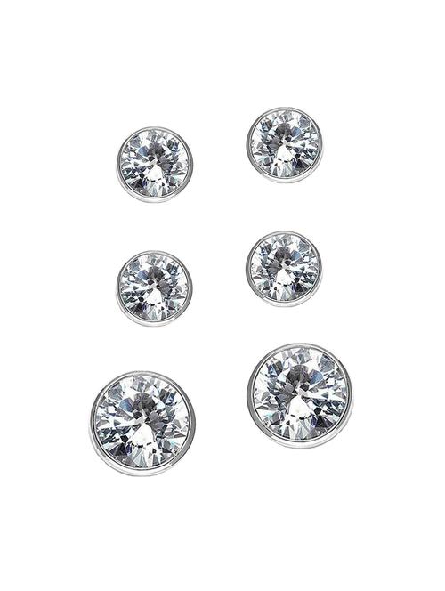 white brass studs earrings combo - 14620381 - Very Small Image - 1