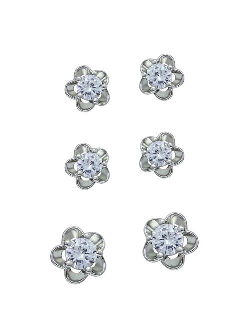 white brass studs earrings combo - 14620382 - Very Small Image - 1