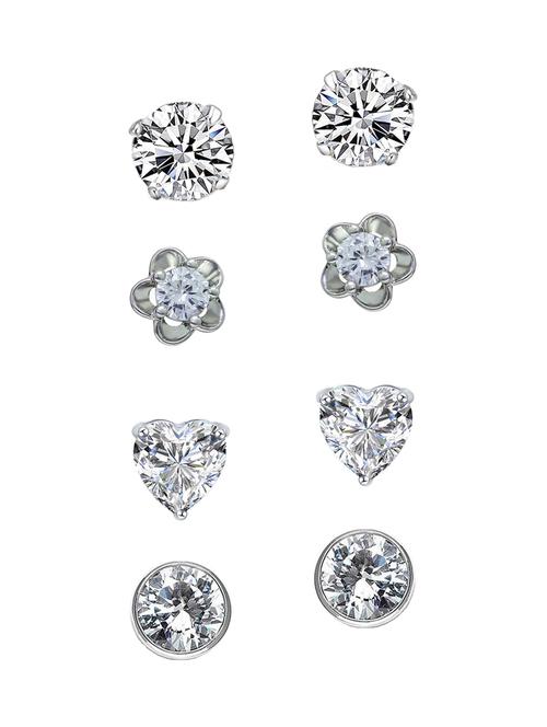 white brass studs (set of 4) earrings - 14620387 - Very Small Image - 1