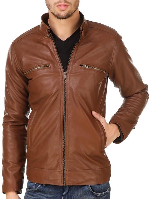 brown faux leather biker jacket - 14620788 - Very Small Image - 1