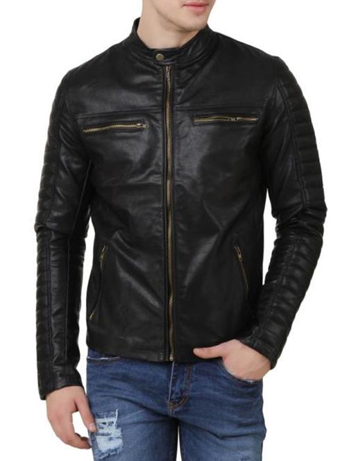 black faux leather biker jacket - 14620802 - Very Small Image - 1