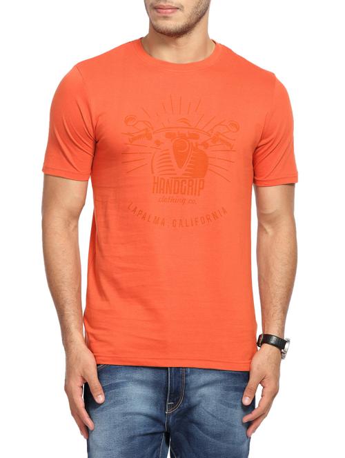 orange cotton chest print tshirt - 14620867 - Very Small Image - 1