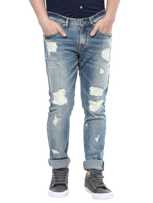 blue cotton ripped jeans - 14626009 - Very Small Image - 1