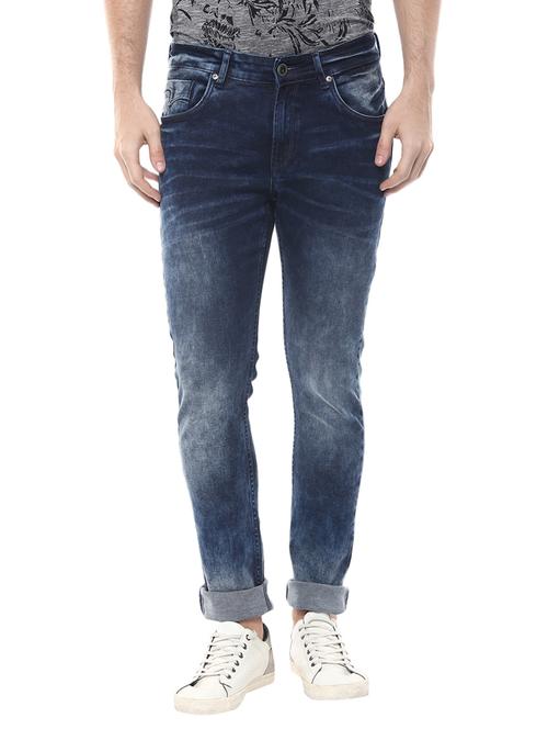 blue cotton washed jeans - 14626012 - Very Small Image - 1